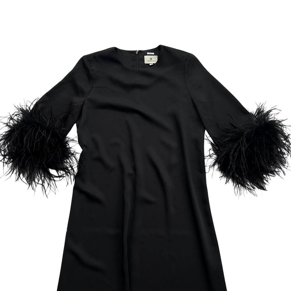 Tuckernuck Black Feather Jamie Dress Ostrich Feather Cuffs Size S - Picture 5 of 16